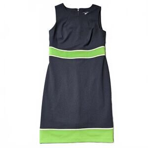 Tommy Hilfiger Navy Blue Dress Green Accents Size 4 Sleeveless Preppy Nautical